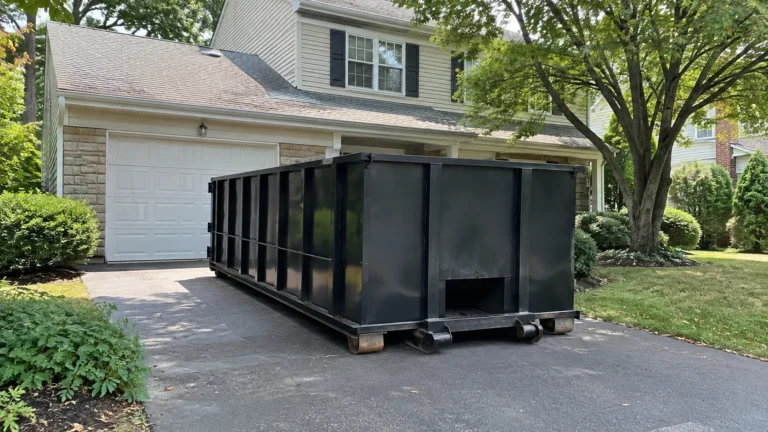 Dumpster rental cost in Salisbury MD &mdash; roll-off dumpster in a residential driveway